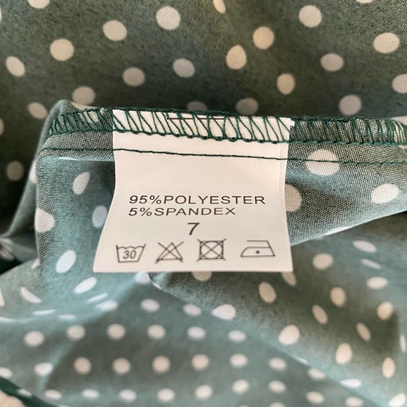 Unbranded Women's Green Polka Dot Button Down Swing Midi Dress Size Small - Picture 7 of 11